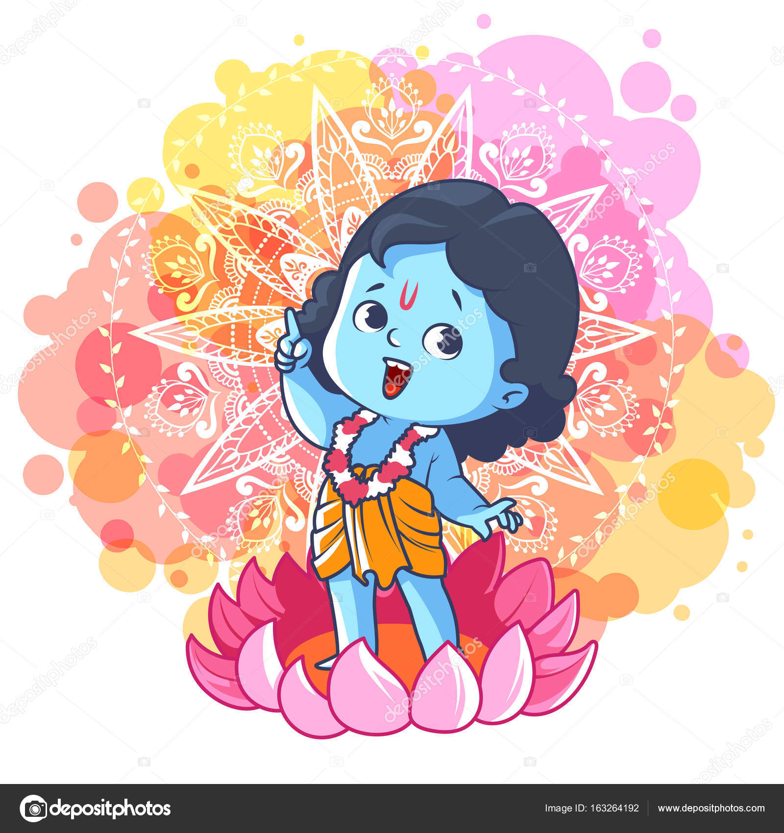 Happy little Krishna on the lotus. Stock Vector Image by ©yavi #163264192