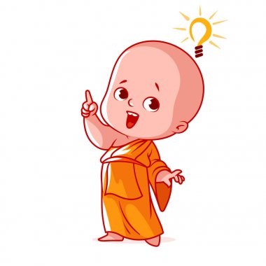 Bir fikir ile küçük keşiş.