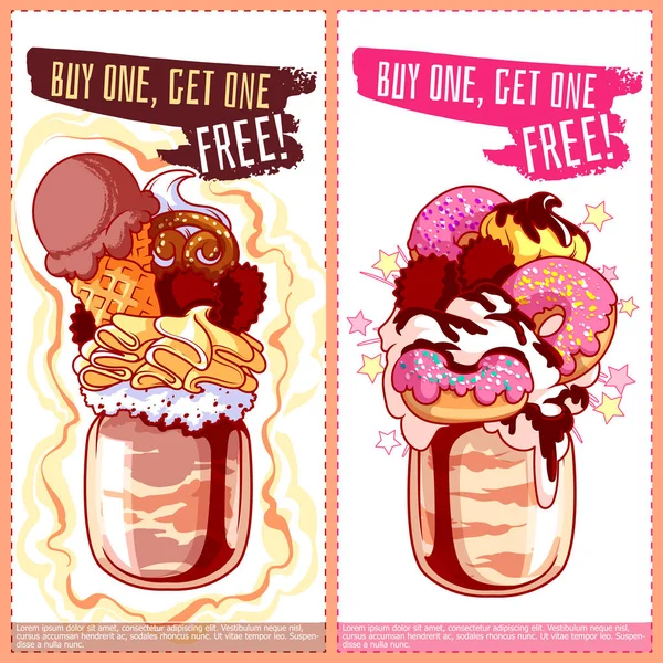 Deux flyers d'orientation verticale pour milkshakes . — Image vectorielle