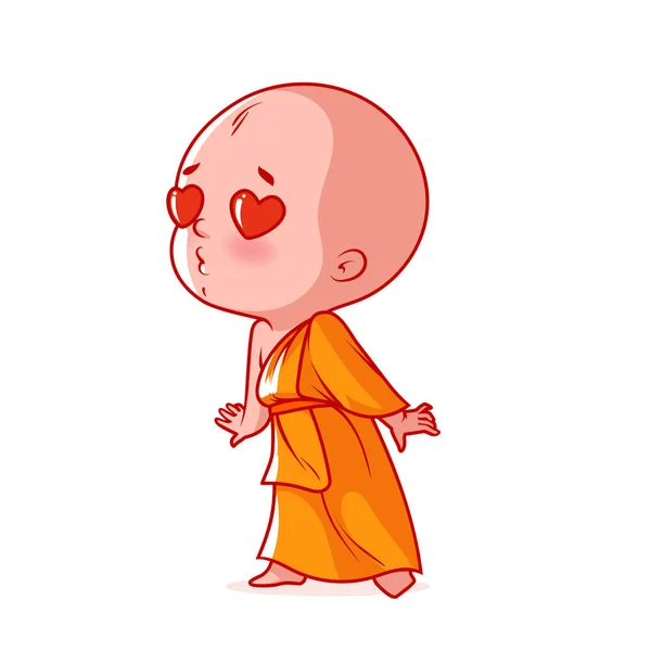 Mały mnich w miłości. — Wektor stockowy