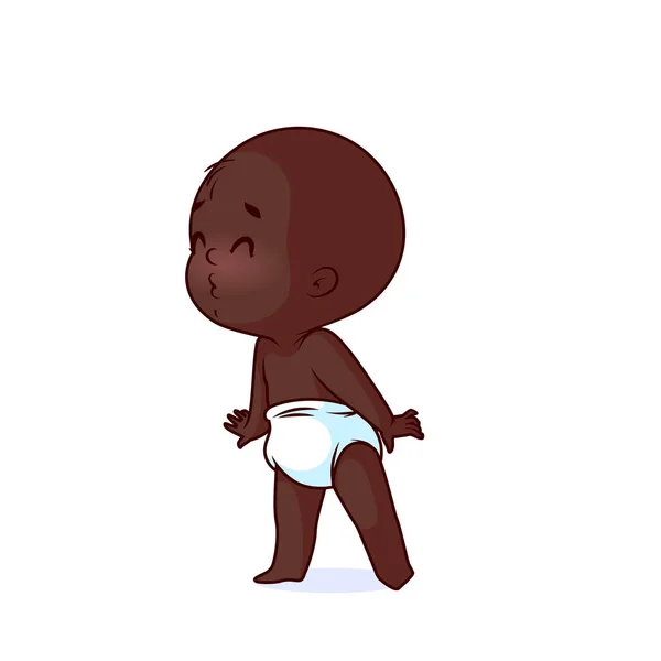 Cutest shy baby in the diaper. — Stock Vector