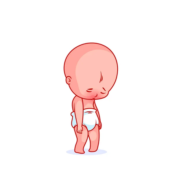 Bébé le plus mignon très triste dans la couche . — Image vectorielle