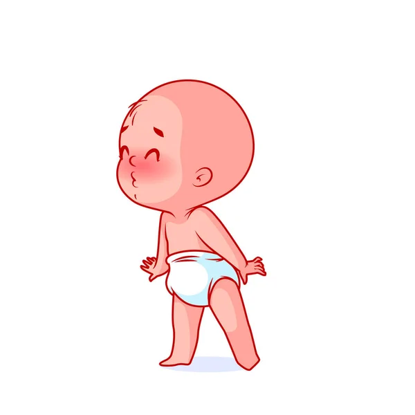 超可爱害羞的小孩在尿布. — 图库矢量图片