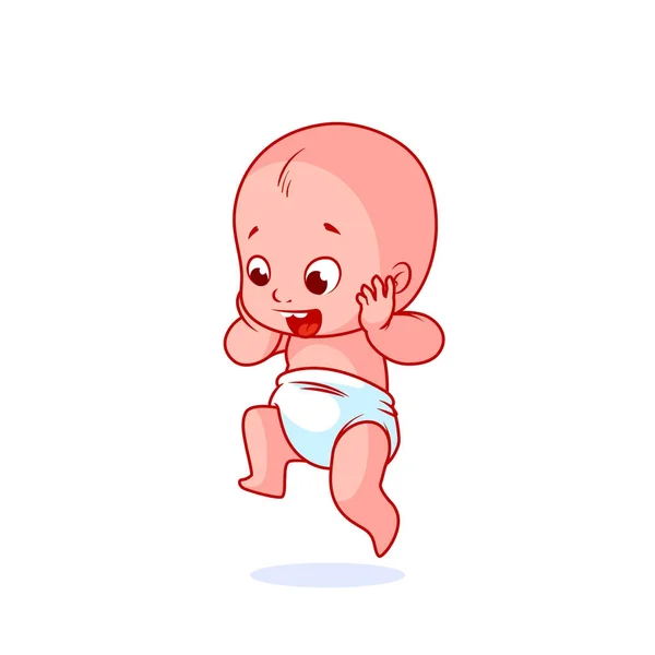 Pequeño bebé muy feliz en el pañal . — Vector de stock