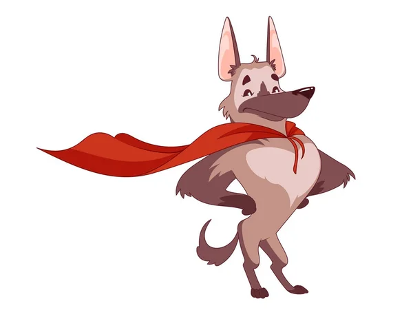 The super dog with the red cloak in the heroic pose. — Stock Vector
