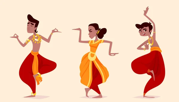 Indian dancers in the posture of Indian dance. — Stock Vector