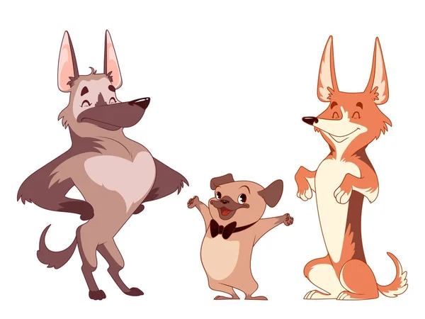 Uppsättning av hundar seriefigurer. — Stock vektor