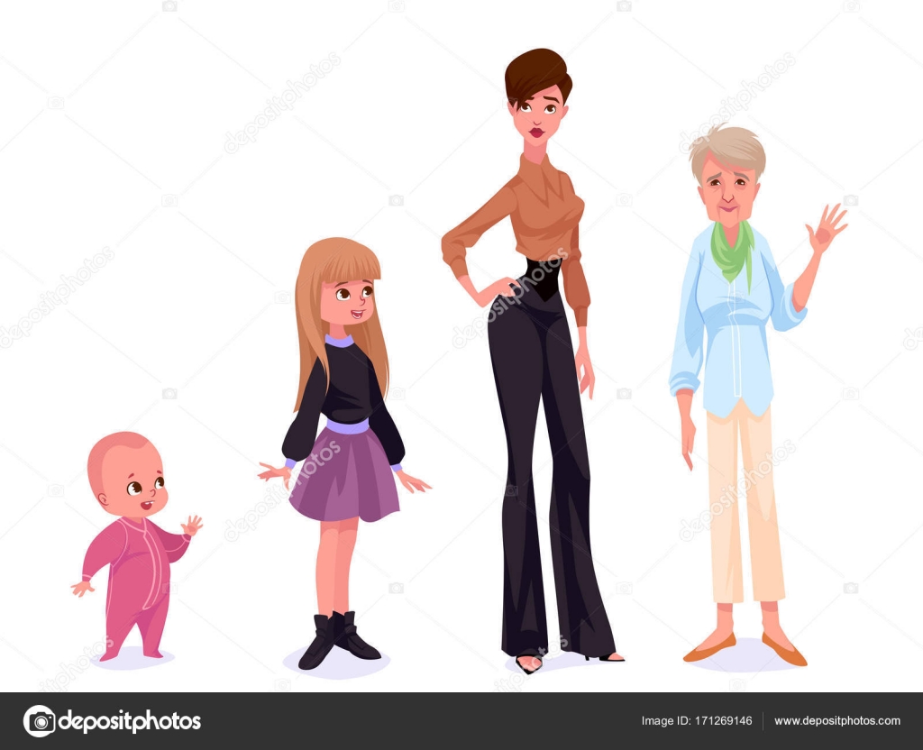 Aging concept of female characters. The cycle of life from child Stock  Vector Image by ©yavi #171269146