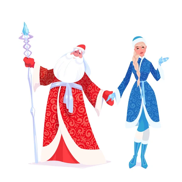 Le Père Frost russe aussi connu sous le nom de "Ded Moroz" et son grand-père — Image vectorielle
