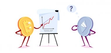 Bitcoin ve etherum ile bir flipchart.