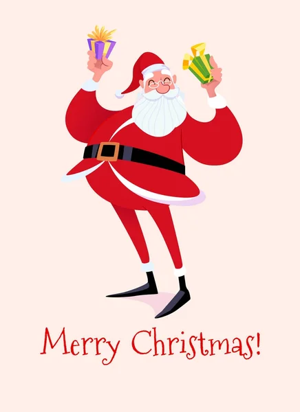 Carte de Noël avec un Père Noël . — Image vectorielle