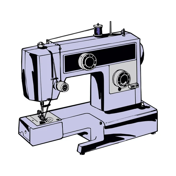 Sewing machine retro sketch for your design — Stock Vector