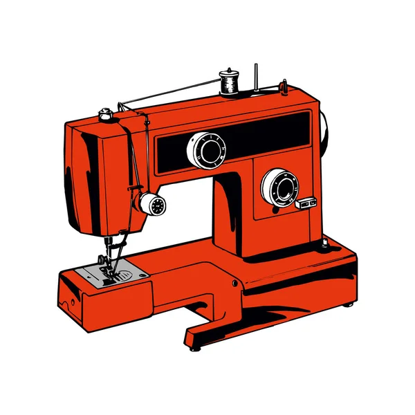 Sewing machine retro sketch for your design — Stock Vector