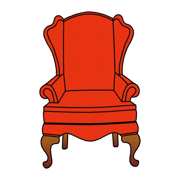 Luxus fotel magas háttámla vektor illusztráció elszigetelt fehér háttér. Arany királyi trón, exkluzív régi faragott bútor drága anyagból ikon — Stock Vector