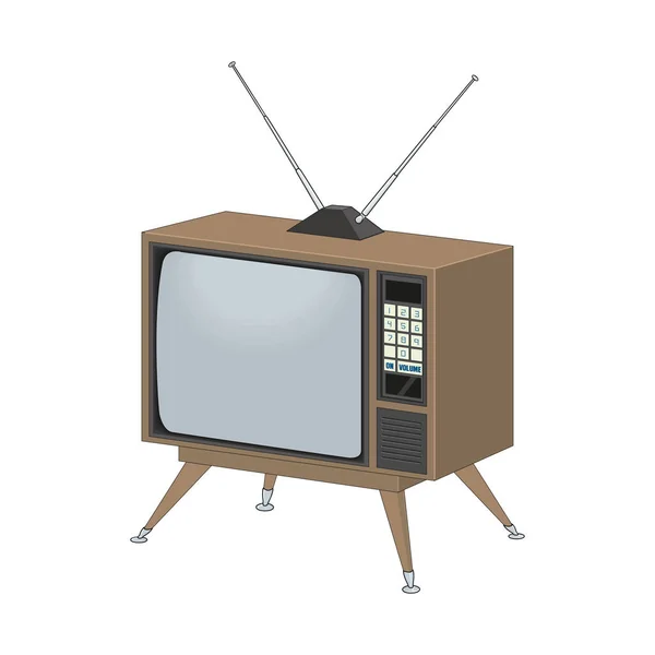 Retro TV kuno. Ilustrasi pada latar belakang putih - Stok Vektor