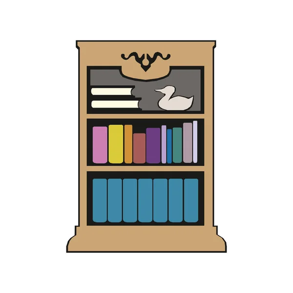 Een boekenkast met boeken. Vectorillustratie. — Stockvector