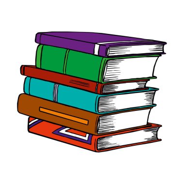 Çok renkli kitapların yığını
