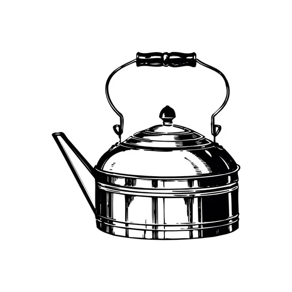 Silhouette disegnata a mano di un bollitore per tè. Illustrazione vettoriale . — Vettoriale Stock