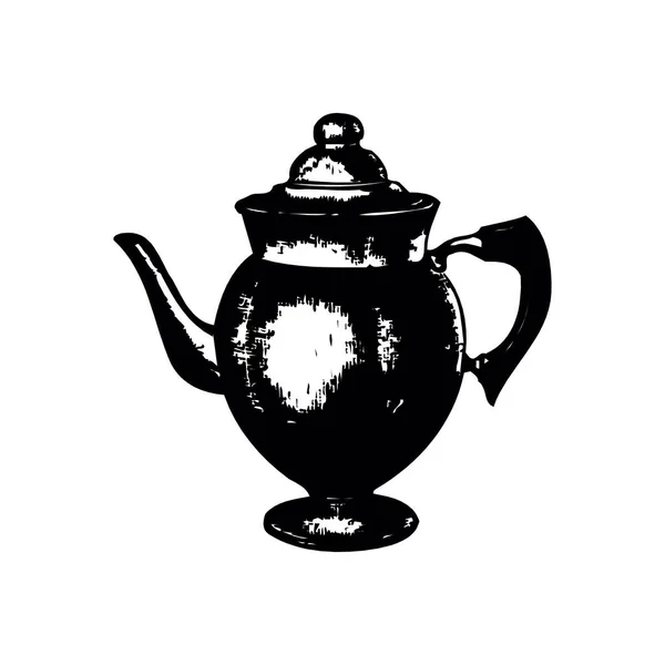 Hand-drawn silhouette of a tea kettle. Vector illustration. — Stock Vector