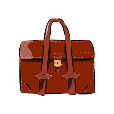 Profesyonel bavul tasarımı, iş mesleği şirket çalışanı ve servis teması temsili beyaz bir resimde izole edilmiş.