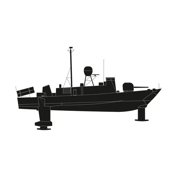 Το εικονίδιο του πολεμικού σκάφους επίπεδο. Εικονογράφηση απομονωμένου διανυσματικού συμβόλου στο Eps10 — Διανυσματικό Αρχείο