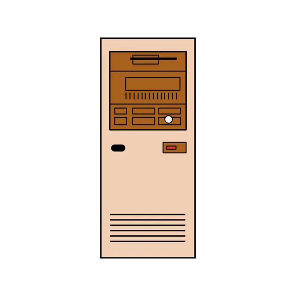 Retro computador desktop com monitor, teclado e mouse, estilo doodle. ilustração esboço em EPS10 —  Vetores de Stock