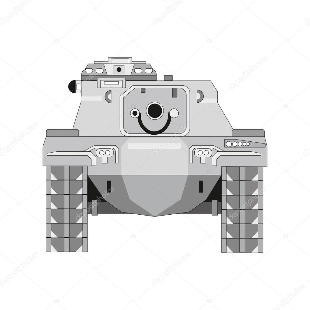 Tank isolated on white background. Vector Military machine. Tank logotype. Black and white tank icon.