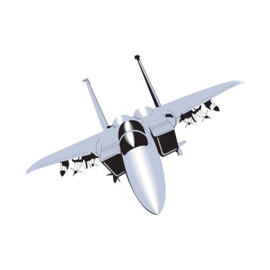 EPS10 'da izole edilmiş beyaz bir F-16 savaş uçağı ile ilgili ayrıntılı bir Isometric vektör çizimi