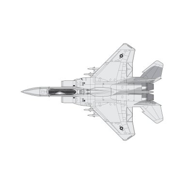 Detailed Isometric Vector Illustration of an F-16 Fighter Jet Airborne isolated on a white in EPS10 clipart