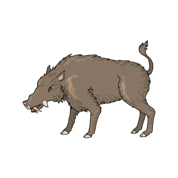 Boar Animal Salvaje Icono Dibujo Vectores Símbolo Vista Lateral Cerdo — Vector de stock