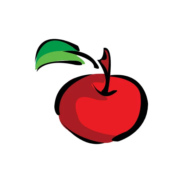 Červené Jablko Vektorová Ilustrace Izolovaná Bílém — Stockový vektor