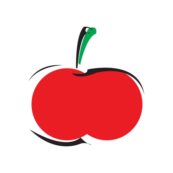 Červené Jablko Vektorová Ilustrace Izolovaná Bílém — Stockový vektor