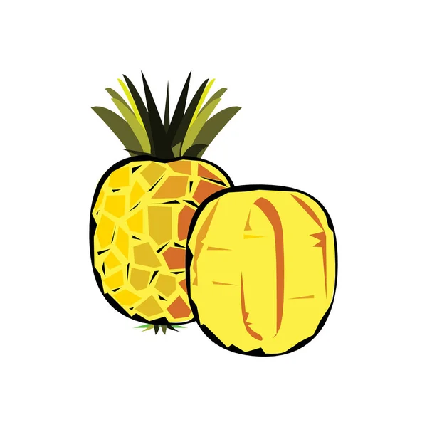 Piña aislada en blanco. Fruta sabrosa tropical sana en EPS10 — Archivo Imágenes Vectoriales