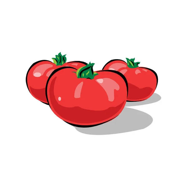 Paar Rote Reife Tomaten Vektor Illustration Vereinzelter Weißer Hintergrund Transparente — Stockvektor