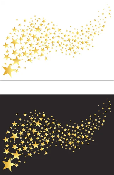 Estrellas doradas voladoras. Vector — Vector de stock