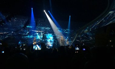 Kyiv, Ukrayna Uluslararası Fuar merkezinde sahne Eurovision 2017 final. O.Torvald fromukraine.05.13.2017. Yazı işleri.