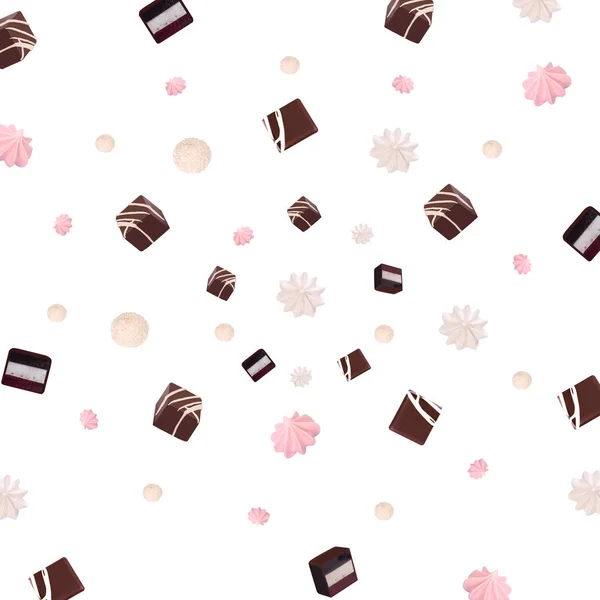 Chocolate candies flying on a brown background. — Stock Photo, Image