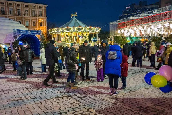 Editorial Kiev Ucrânia Janeiro 2018 Feira Ano Novo Praça Sophia — Fotografia de Stock