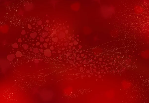 Rode achtergrond met een vliegende hartjes en een kopie ruimte, Valenti — Stockfoto
