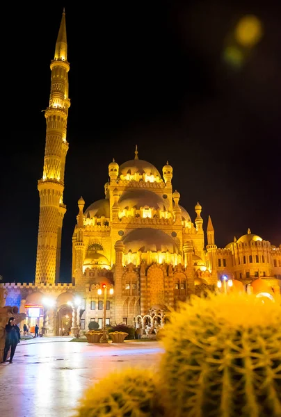 Editorial 2020 Sahaba Mosque Sharm Sheikh Egypt Luminous Facade Sahaba — Stock Photo, Image