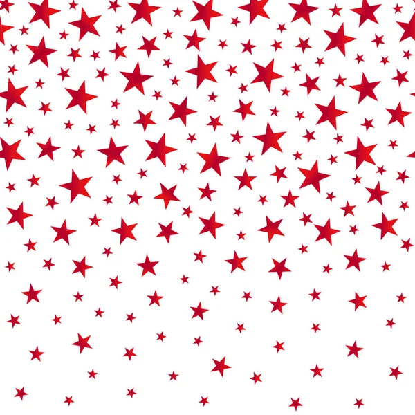 Estrellas Rojas Cayendo Sobre Fondo Blanco Sin Costuras Ilustración Vectorial — Archivo Imágenes Vectoriales