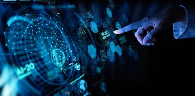 proje yöneticisi ve planlar zamanında görevleri ve kilometre taşları planlama hakkında simgeler ile el çalışma, Ui bilgisayar maliyet yönetimi