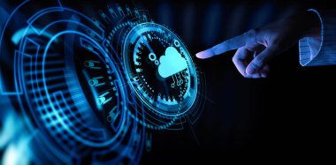 Bulut Hesaplama Teknolojisi İnternet Depolama Ağı Konsepti 'nin el ile ikonu Ui' ye bas