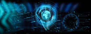 El Internet Network kavramı ile yıldız ve dünya modern Ui noktası ile ağ hattı ile toprak ile çalışma.