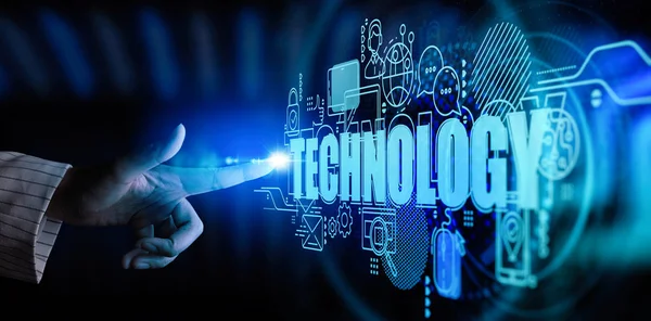 Business Hand Touching Future All Technology Virtual Screen Computer Concept — Stock Photo, Image