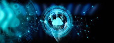 Bulut Hesaplama Teknolojisi İnternet Depolama Ağı Konsepti 'nin el ile ikonu Ui' ye bas