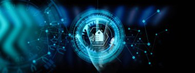 Yenilik teknolojisi internet Ağ Kavramı ile El itme Akıllı ev Otomasyon Kontrol Sistemi Ui.