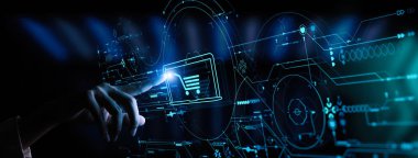 Modern Ui bilgisayar ve akıllı telefonla online alışverişin sanal sembolü.