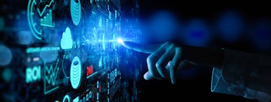 Kpi finansal grafikleri ve grafik ve otomatik pazarlama panosu ile iş kadını el dokunmabağlı dişli dişli ile iş veri analizi süreç yönetimi.