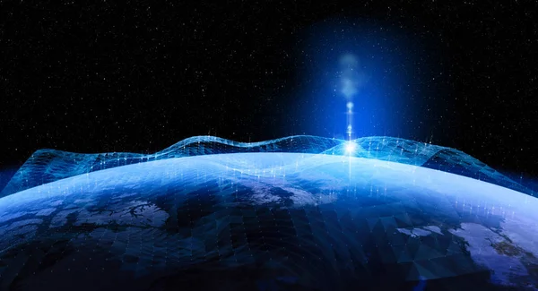 Kommunikációs Technológia Internetes Vállalkozások Számára Globális Világhálózat Telekommunikáció Föld Cryptocurrency — Stock Fotó